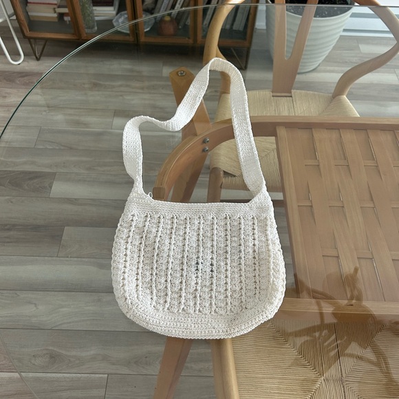 Vintage Handbags - Vintage White Cotton Crochet Bag
